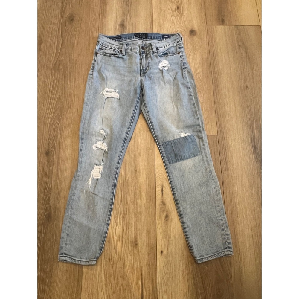 Lucky Brand Brooke Ankle Skinny Jeans Womens 28 Distressed Ripped Patch Light Wa